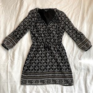 Madewell Boho Floral Mini Dress, Size 2, Navy Floral Print